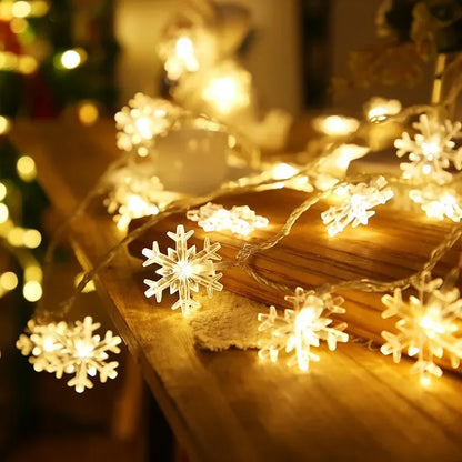 LED snowflake string lights for Xmas tree, wedding party, and New Year garland decoration