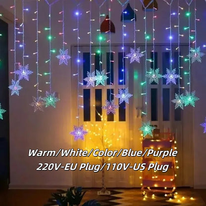 Xmas and Valentine's Day snowflake LED string lights with 8 modes for home and garden
