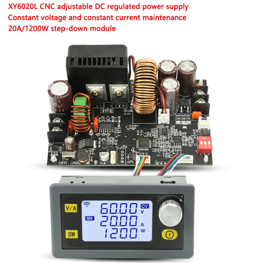 XY6020L CNC DC voltage regulator power supply module, 1200W adjustable output, 20A constant current, suitable for DIY CNC, electronics, and lab projects