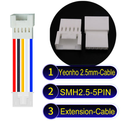 yeonho SMH250 2.54mm 5Pin Male Female Extension Cable, UL1007-certified PVC and 22AWG copper core, suitable for multiple devices.