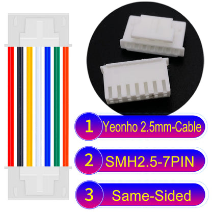 yeonho SMH250 7Pin Same-Side-Head cable, 2.54mm pitch, UL1007 certified, reliable for LED lighting and industrial equipment connections.