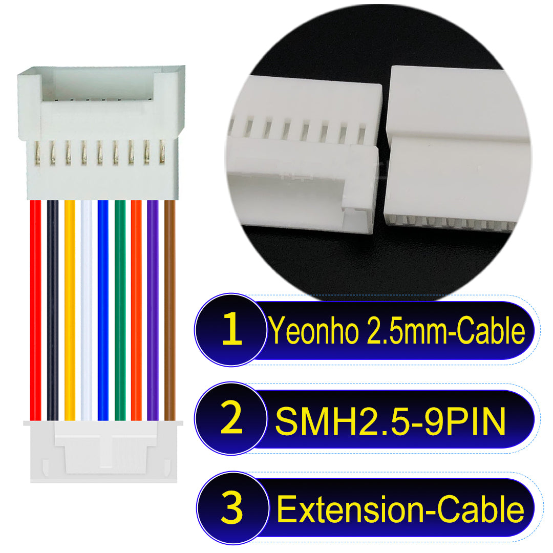yeonho SMH250 2.54mm 9Pin Male Female Extension Cable, UL1007-certified PVC and 22AWG copper core, suitable for multiple devices.