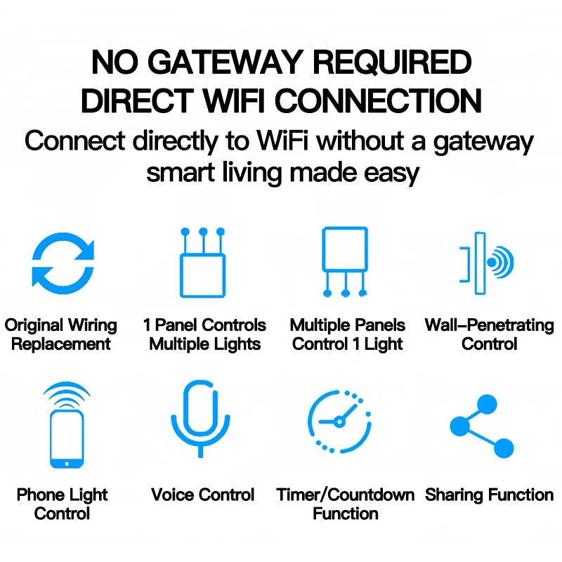 ZigBee smart wall light switch without neutral wire, no capacitor needed, compatible with Alexa Google Home